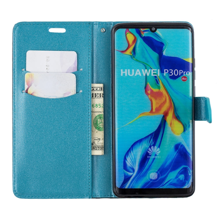 For Huawei P30 Pro Matching Color Frosted Texture Horizontal Flip PU Leather Case with Holder & Card Slots & Lanyard