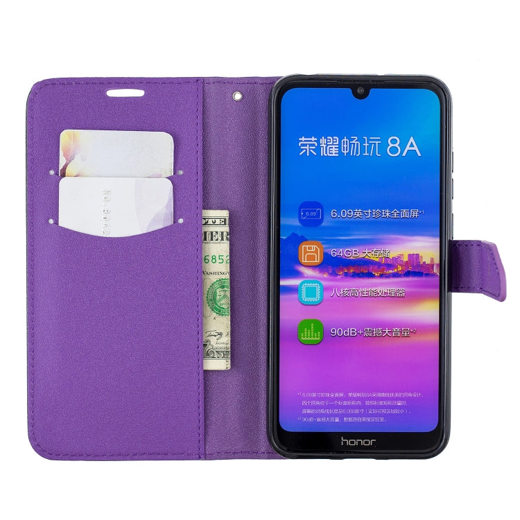 For Huawei Y6ï¼ˆ2019ï¼‰ Matching Color Frosted Texture Horizontal Flip PU Leather Case with Holder & Card Slots & Lanyard