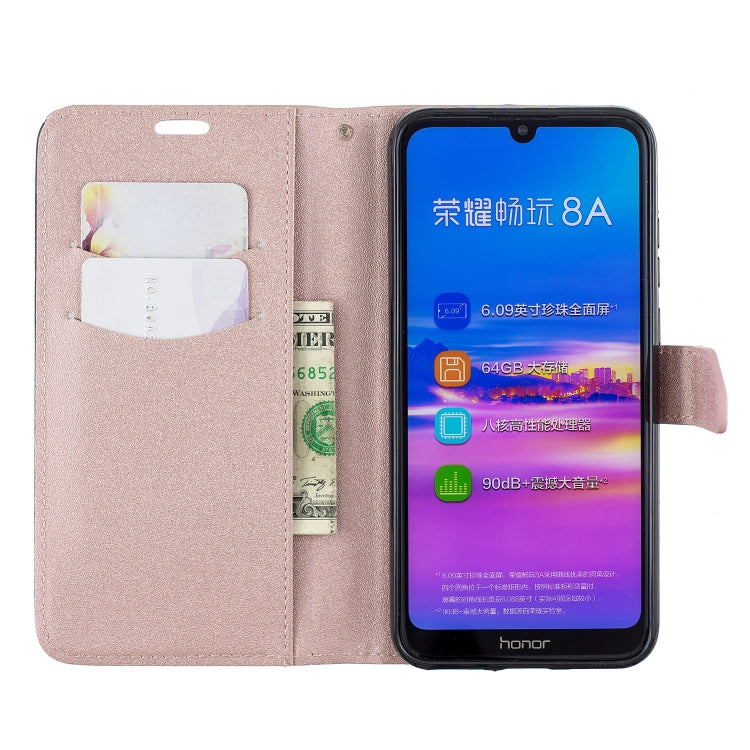 For Huawei Y6ï¼ˆ2019ï¼‰ Matching Color Frosted Texture Horizontal Flip PU Leather Case with Holder & Card Slots & Lanyard