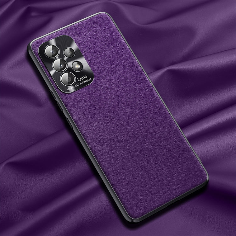 For Samsung Galaxy A32 5G Plain Skin Leather Phone Case