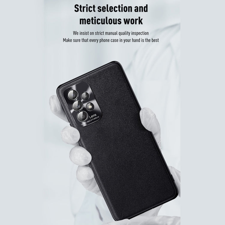 For Samsung Galaxy A32 5G Plain Skin Leather Phone Case