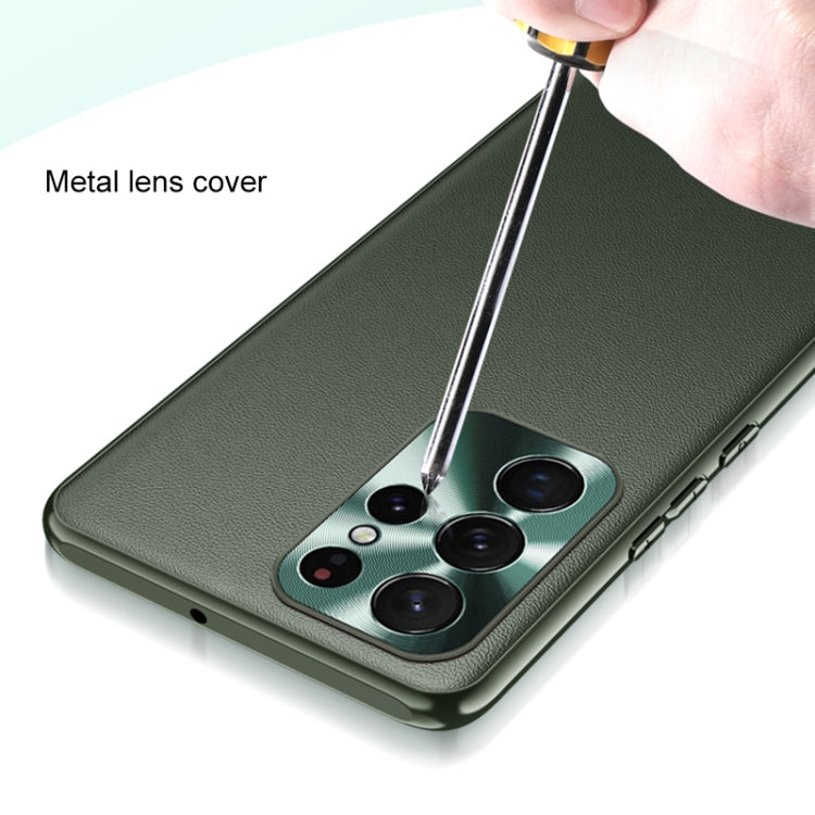 For Samsung Galaxy S22+ 5G Plain Skin Leather Phone Case
