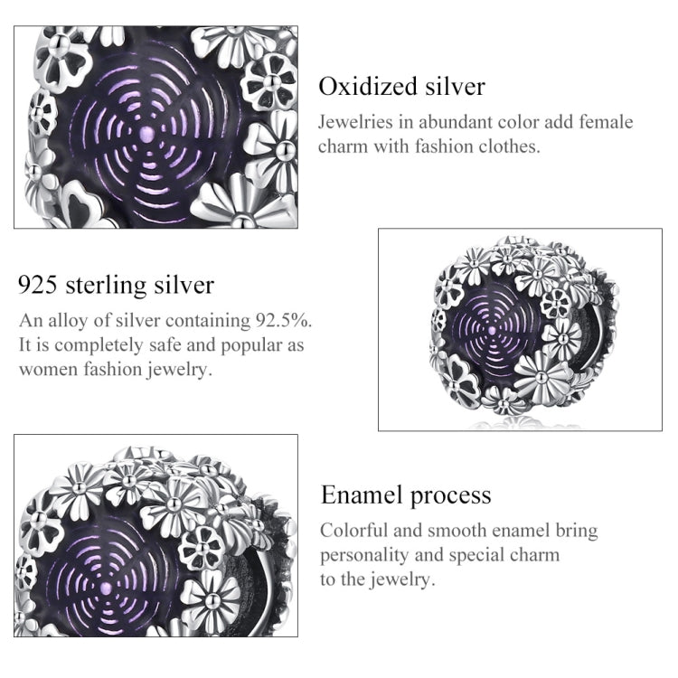 S925 Sterling Silver Retro Flower Beads DIY Bracelet Necklace Accessories
