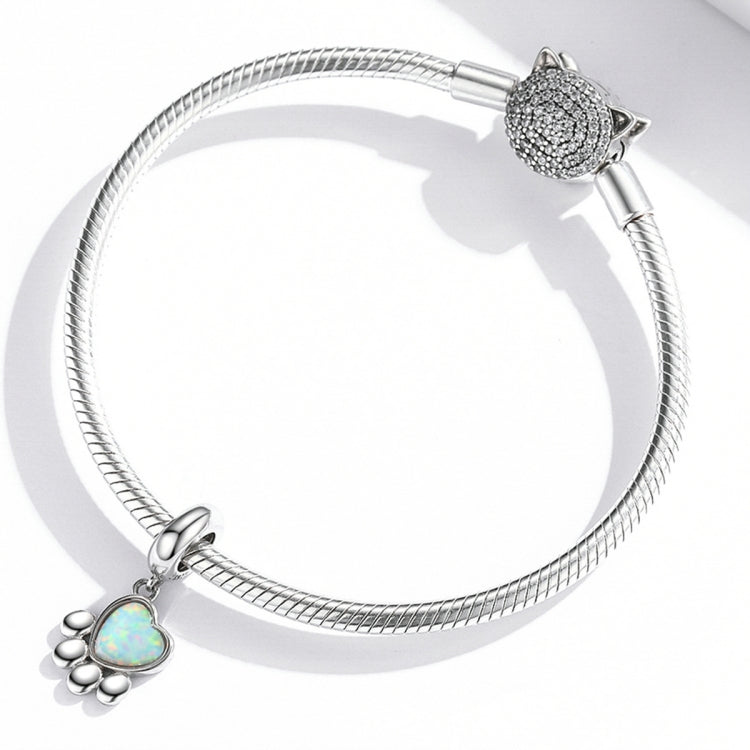 S925 Sterling Silver Cute Claw Opal Beads DIY Bracelet Necklace Accessories