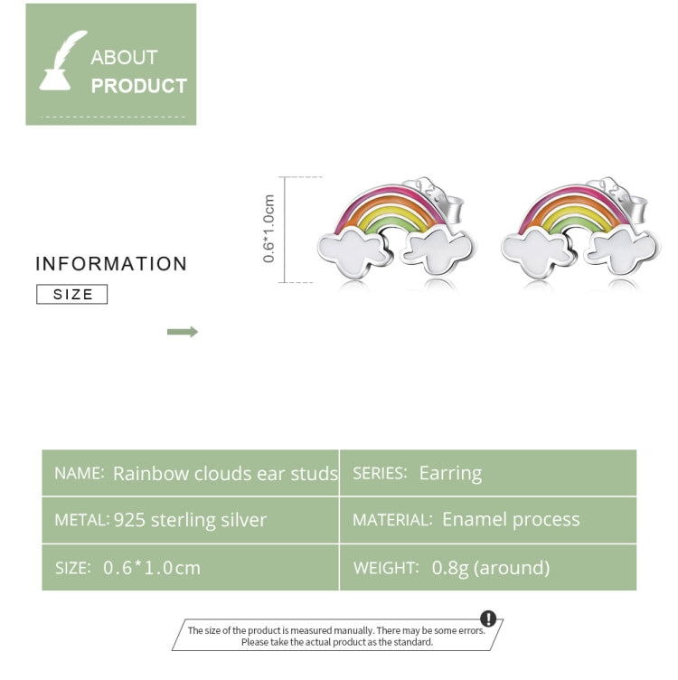 S925 Sterling Silver Rainbow Cloud Ear Stud Women Earrings