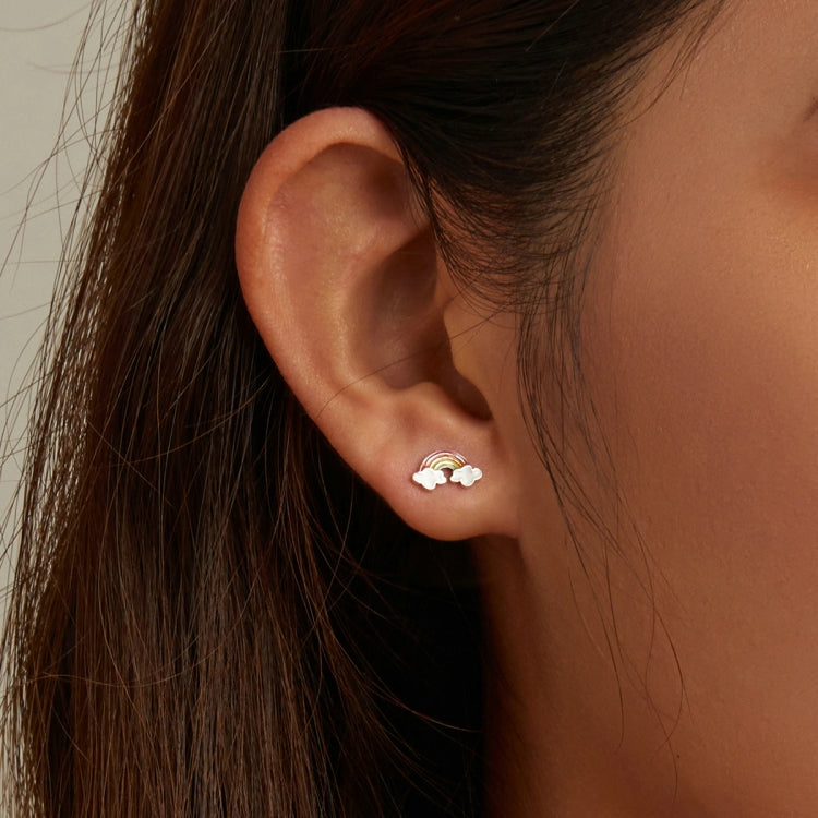S925 Sterling Silver Rainbow Cloud Ear Stud Women Earrings