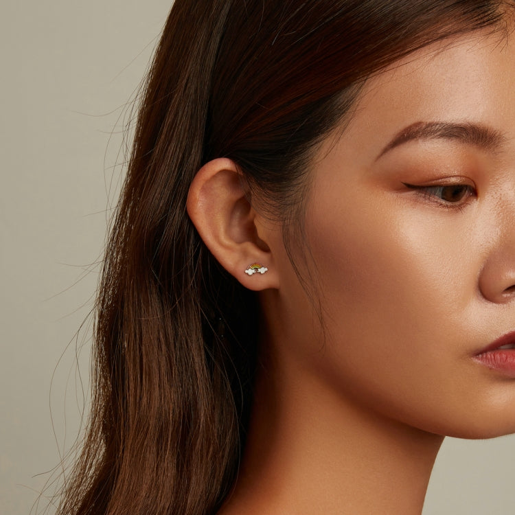 S925 Sterling Silver Rainbow Cloud Ear Stud Women Earrings