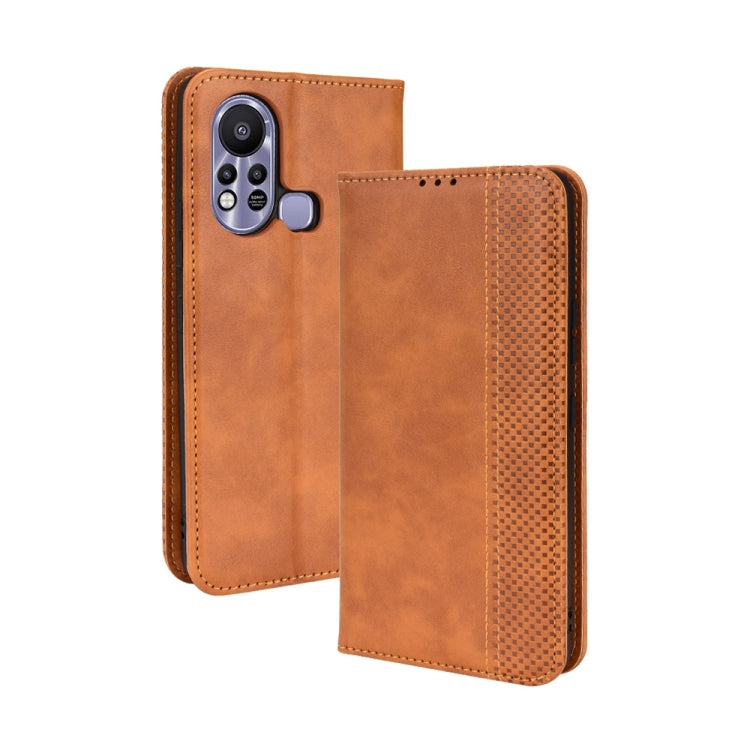 For Infinix Hot 11s Magnetic Buckle Retro Texture Leather Case