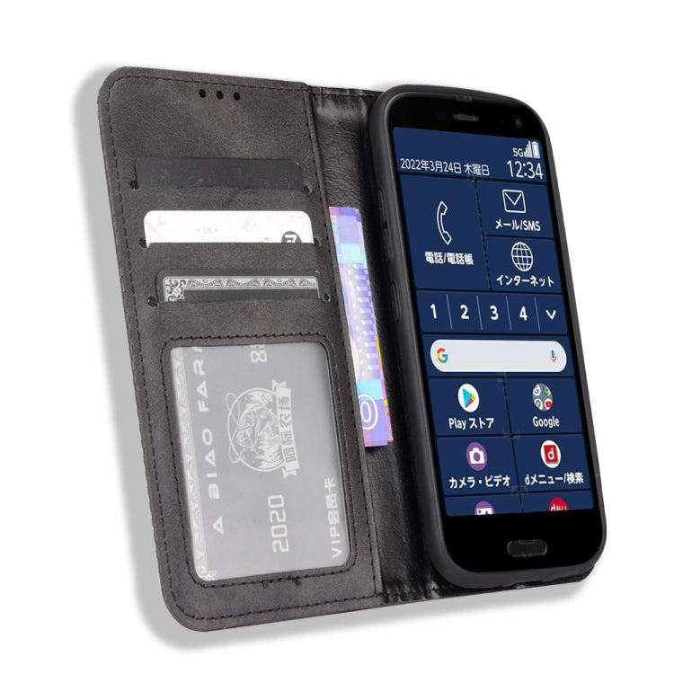For Fujitsu Arrows F-52B JP Magnetic Buckle Retro Texture Leather Case