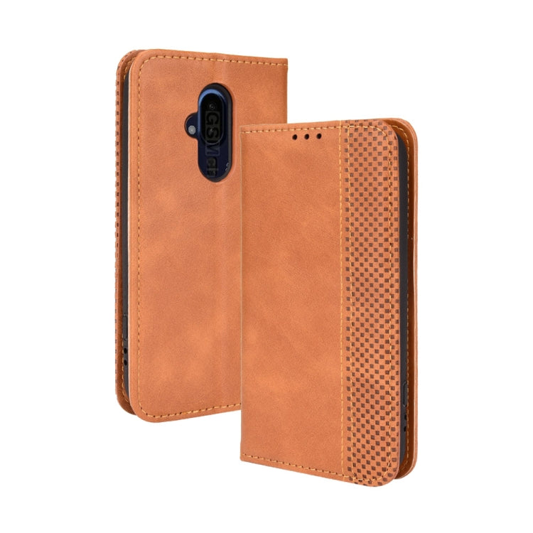 For Fujitsu Arrows F-52B JP Magnetic Buckle Retro Texture Leather Case