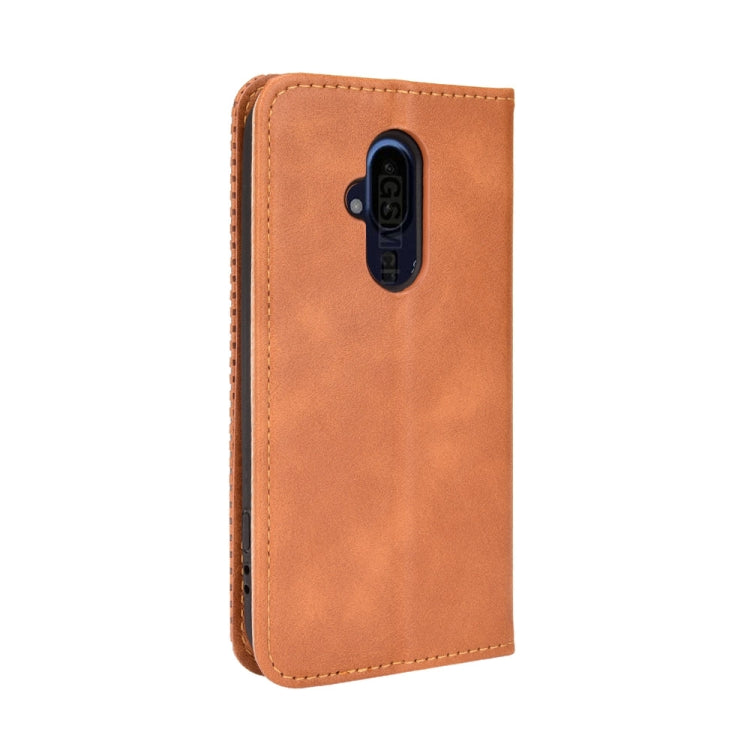 For Fujitsu Arrows F-52B JP Magnetic Buckle Retro Texture Leather Case