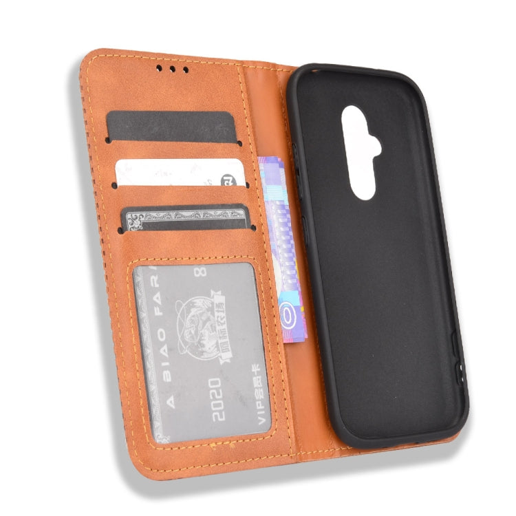 For Fujitsu Arrows F-52B JP Magnetic Buckle Retro Texture Leather Case