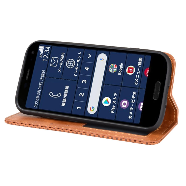 For Fujitsu Arrows F-52B JP Magnetic Buckle Retro Texture Leather Case