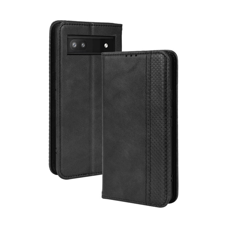 For Google Pixel 6a Magnetic Buckle Retro Texture Leather Case