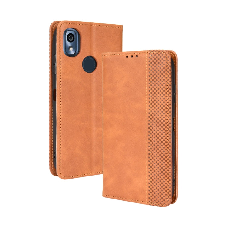 For Kyocera KY-51B Magnetic Buckle Retro Texture Leather Case