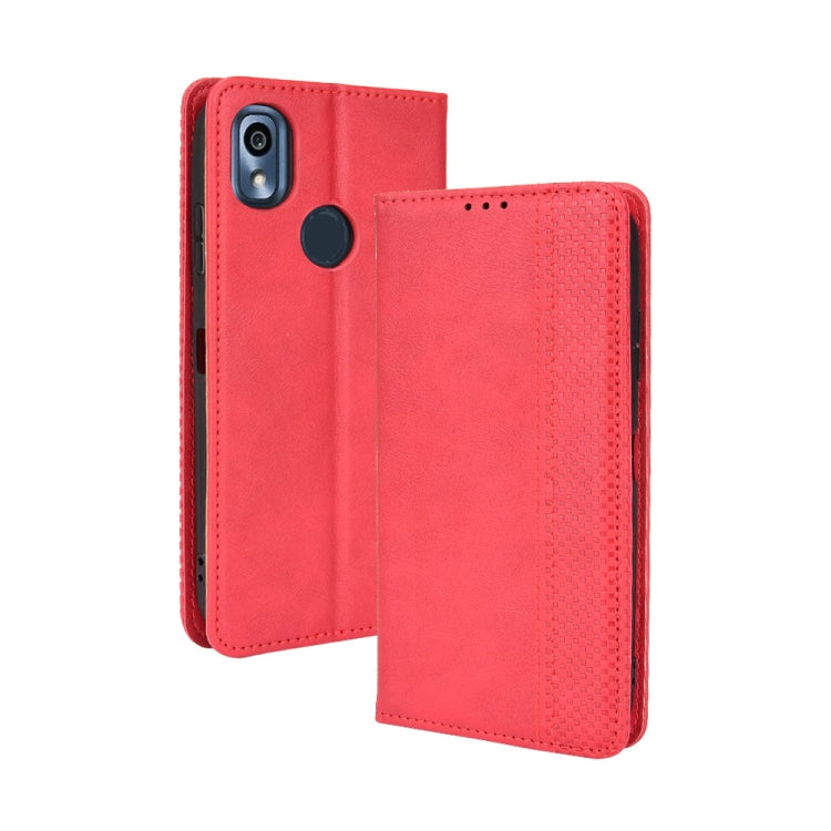 For Kyocera KY-51B Magnetic Buckle Retro Texture Leather Case