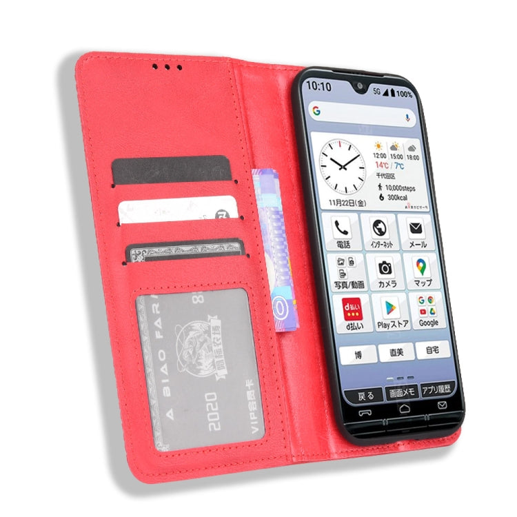 For Kyocera KY-51B Magnetic Buckle Retro Texture Leather Case