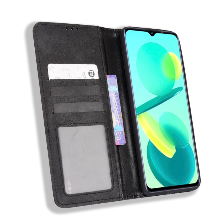 For Oukitel C25 Magnetic Buckle Retro Texture Leather Case