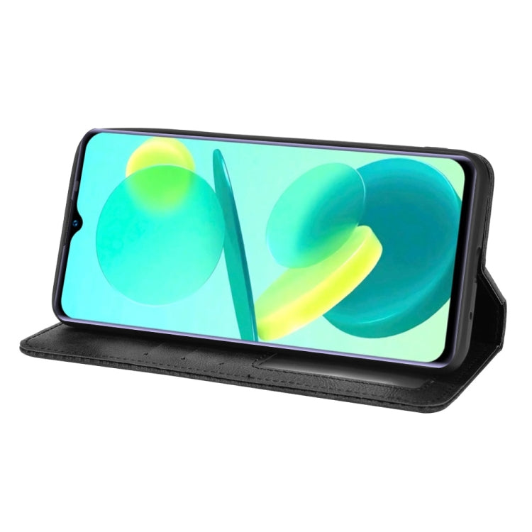 For Oukitel C25 Magnetic Buckle Retro Texture Leather Case
