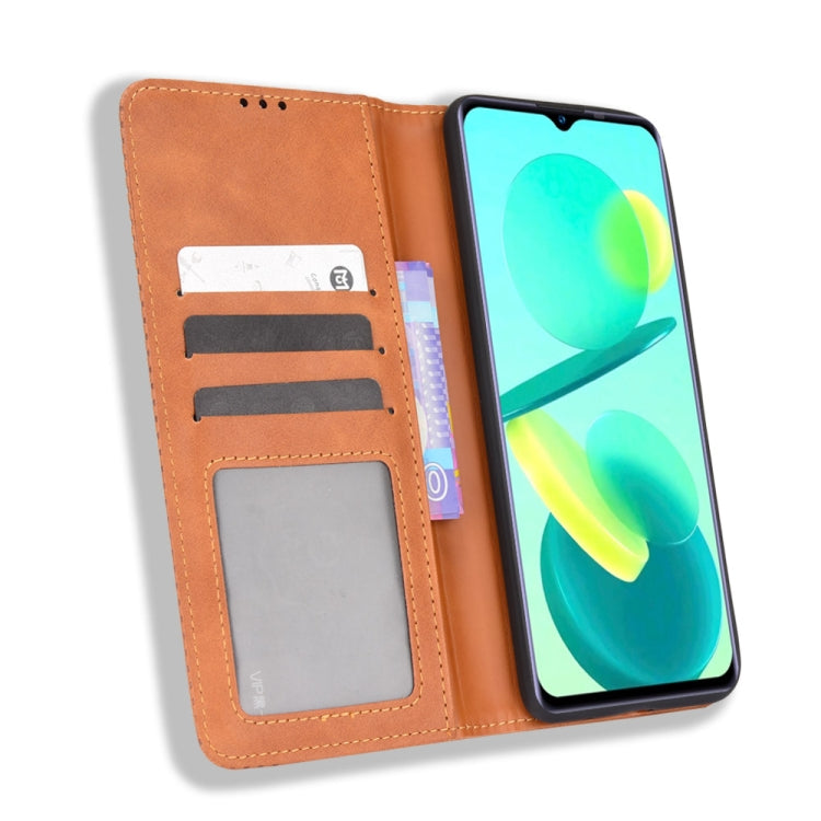 For Oukitel C25 Magnetic Buckle Retro Texture Leather Case