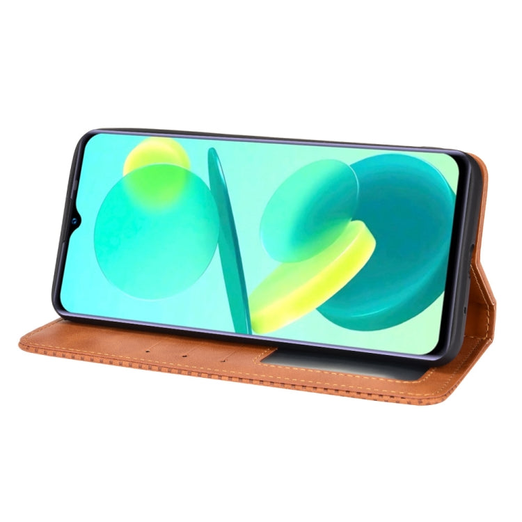 For Oukitel C25 Magnetic Buckle Retro Texture Leather Case