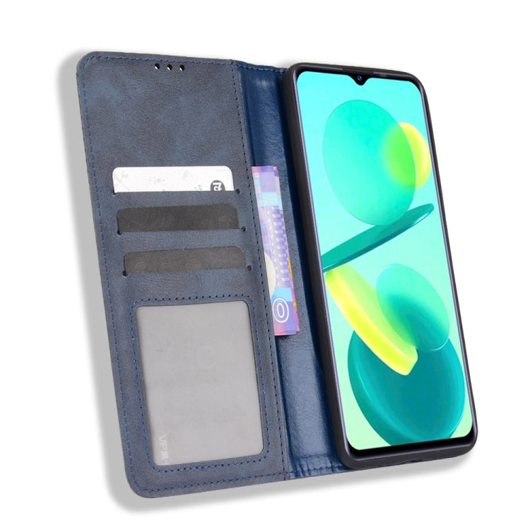 For Oukitel C25 Magnetic Buckle Retro Texture Leather Case
