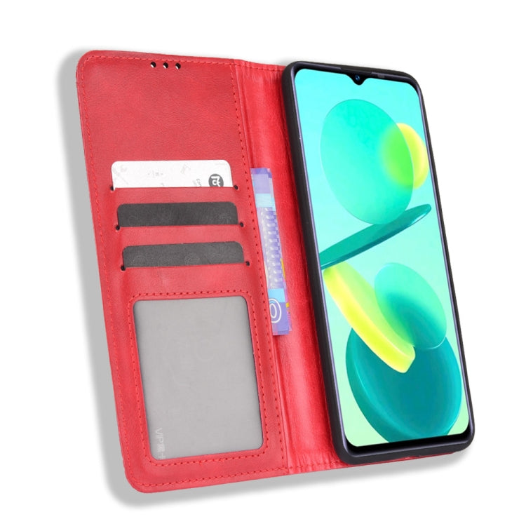For Oukitel C25 Magnetic Buckle Retro Texture Leather Case