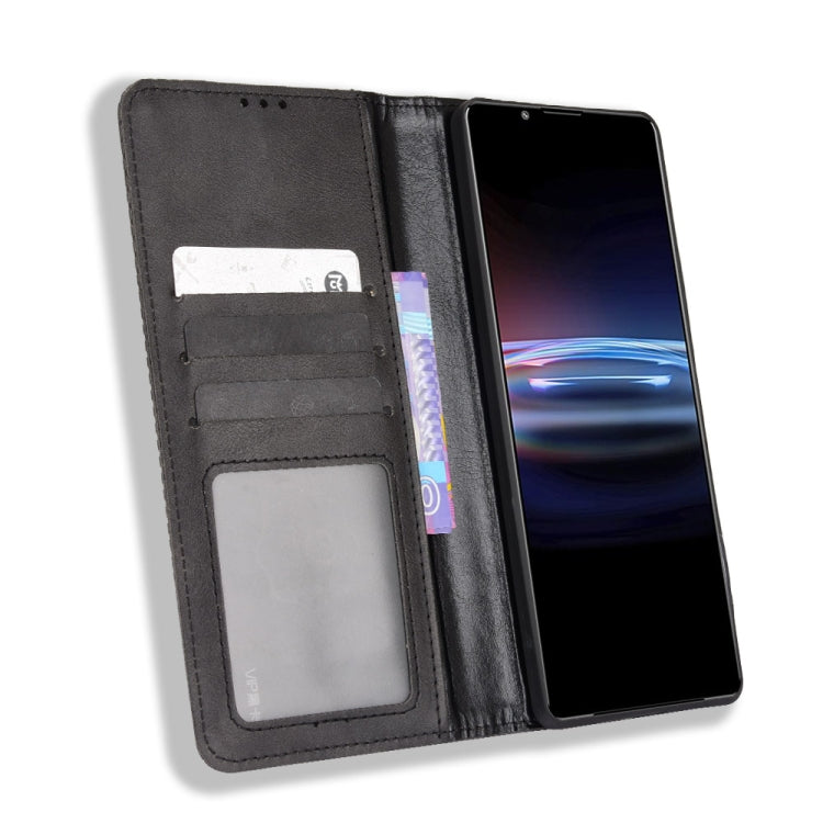For Sony Xperia Pro-I Magnetic Buckle Retro Texture Leather Case
