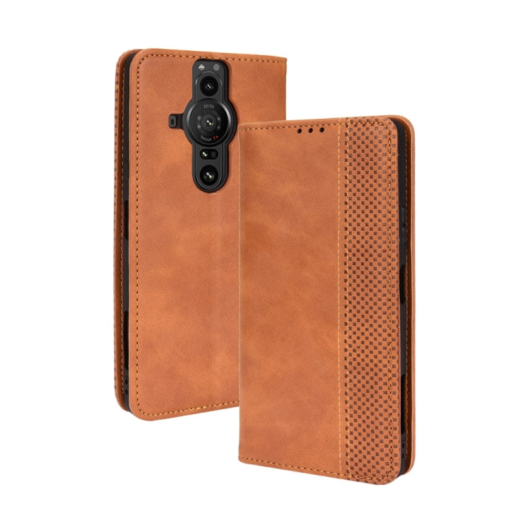 For Sony Xperia Pro-I Magnetic Buckle Retro Texture Leather Case