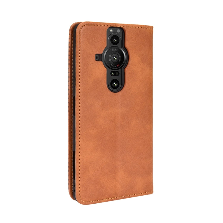 For Sony Xperia Pro-I Magnetic Buckle Retro Texture Leather Case