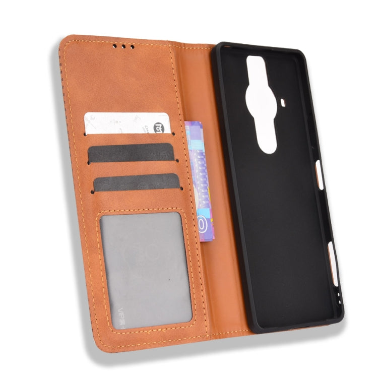 For Sony Xperia Pro-I Magnetic Buckle Retro Texture Leather Case