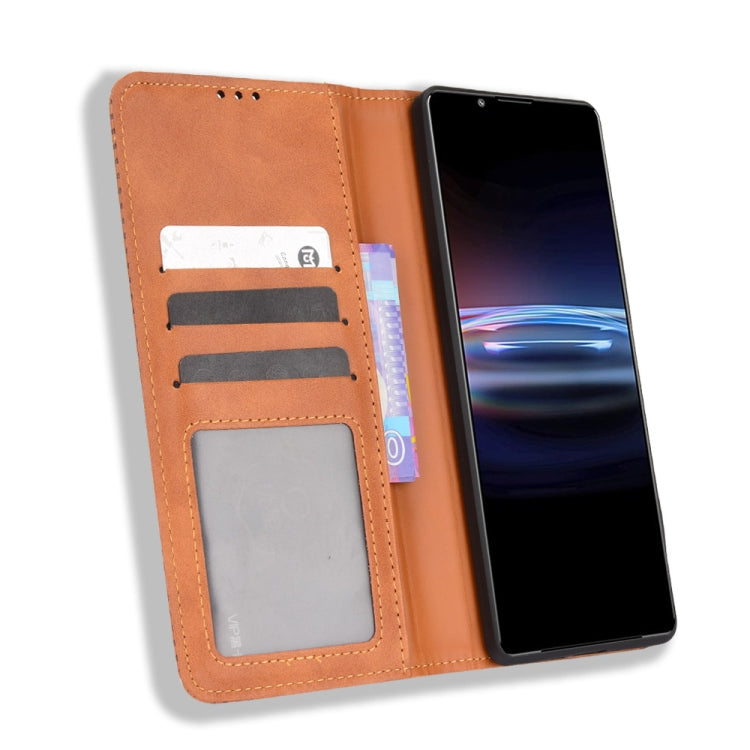 For Sony Xperia Pro-I Magnetic Buckle Retro Texture Leather Case