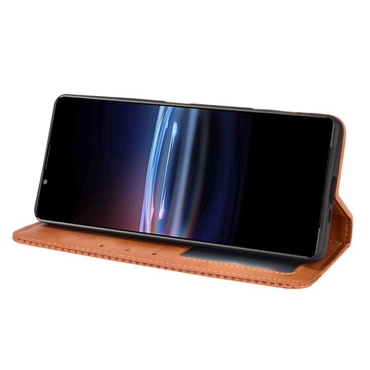 For Sony Xperia Pro-I Magnetic Buckle Retro Texture Leather Case