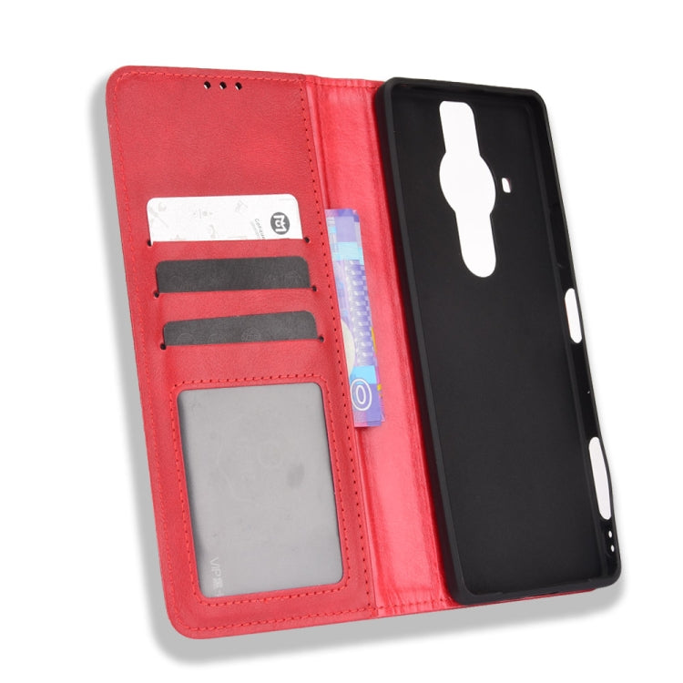 For Sony Xperia Pro-I Magnetic Buckle Retro Texture Leather Case