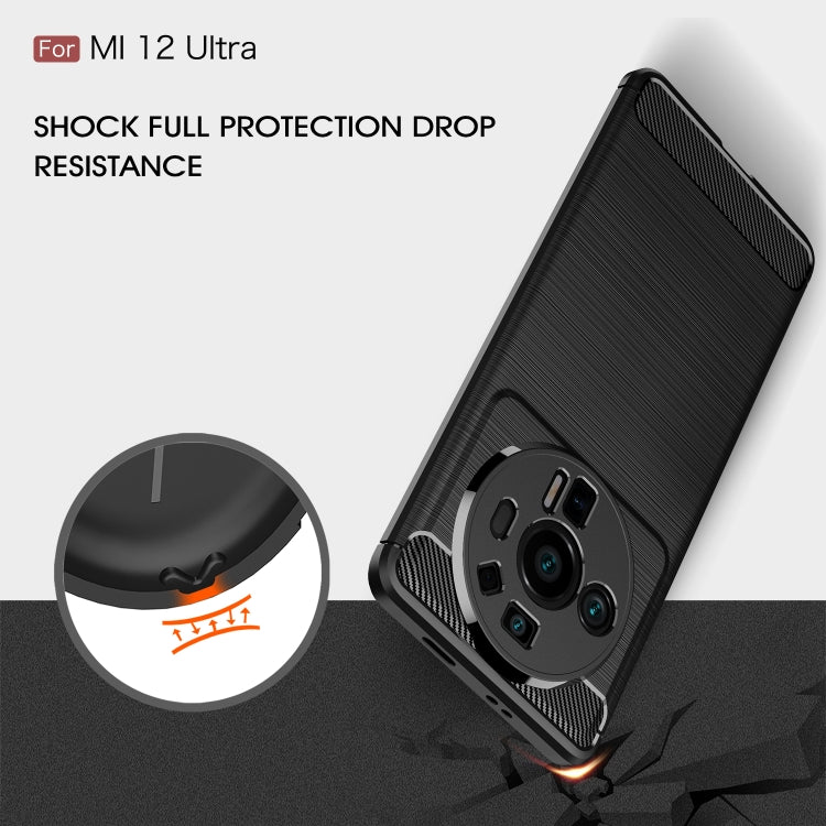For Xiaomi Mi 12 Ultra 5G Brushed Texture Carbon Fiber TPU Phone Case