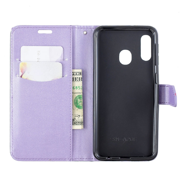 For Galaxy  A20E Matching Color Frosted Texture Horizontal Flip PU Leather Case with Holder & Card Slots & Lanyard