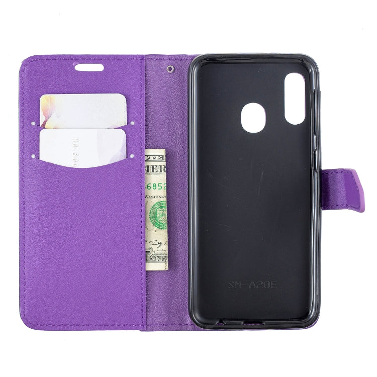 For Galaxy  A20E Matching Color Frosted Texture Horizontal Flip PU Leather Case with Holder & Card Slots & Lanyard