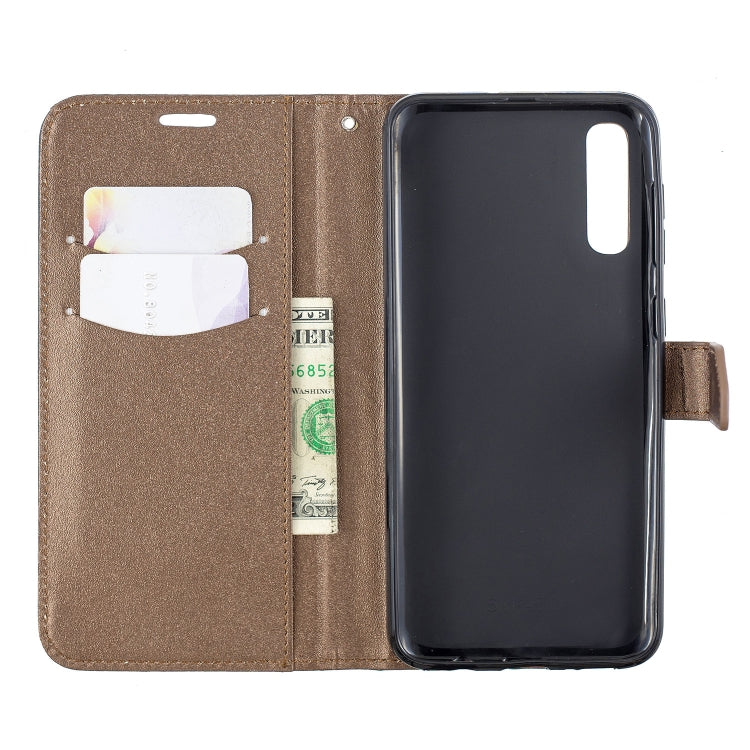 For Galaxy  A50 Matching Color Frosted Texture Horizontal Flip PU Leather Case with Holder & Card Slots & Lanyard