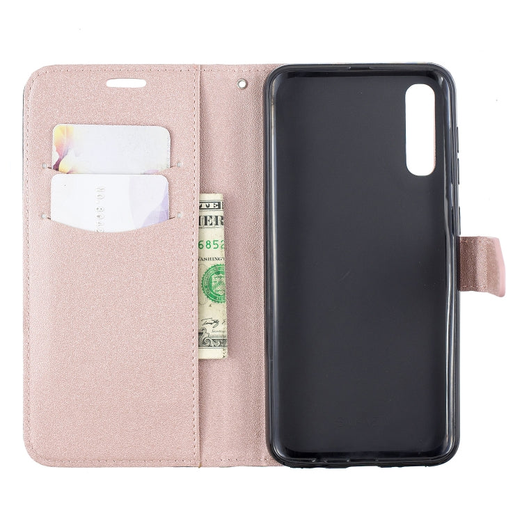 For Galaxy  A70 Matching Color Frosted Texture Horizontal Flip PU Leather Case with Holder & Card Slots & Lanyard