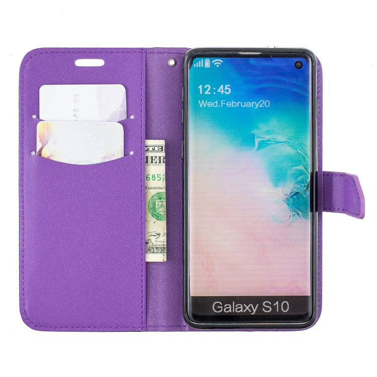 For Galaxy  S10 Matching Color Frosted Texture Horizontal Flip PU Leather Case with Holder & Card Slots & Lanyard