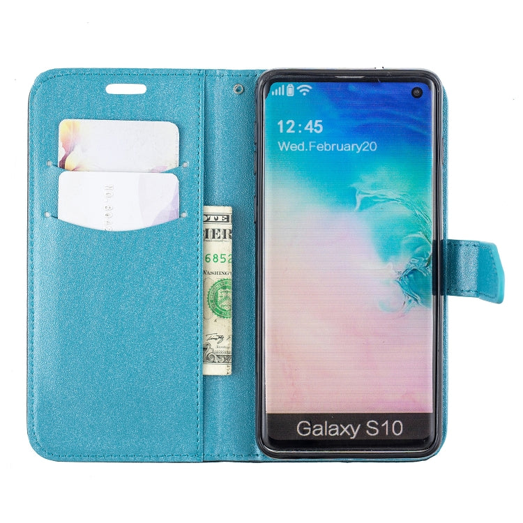 For Galaxy  S10 Matching Color Frosted Texture Horizontal Flip PU Leather Case with Holder & Card Slots & Lanyard