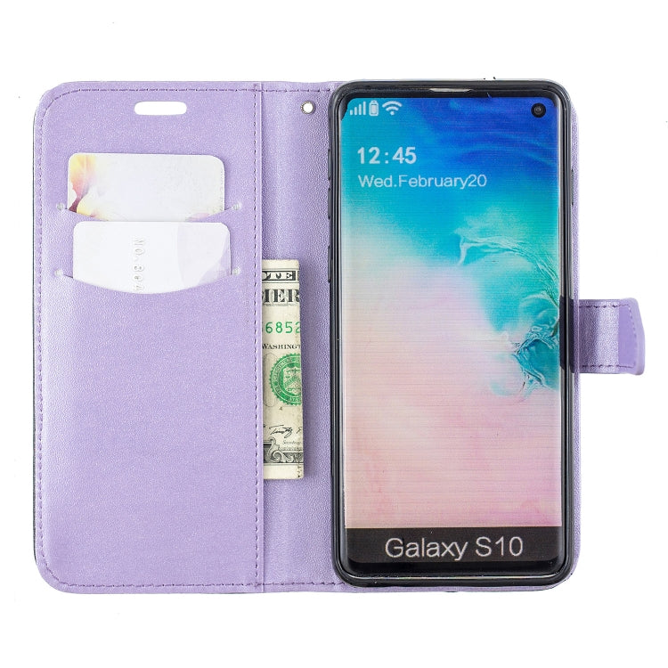 For Galaxy  S10E Matching Color Frosted Texture Horizontal Flip PU Leather Case with Holder & Card Slots & Lanyard