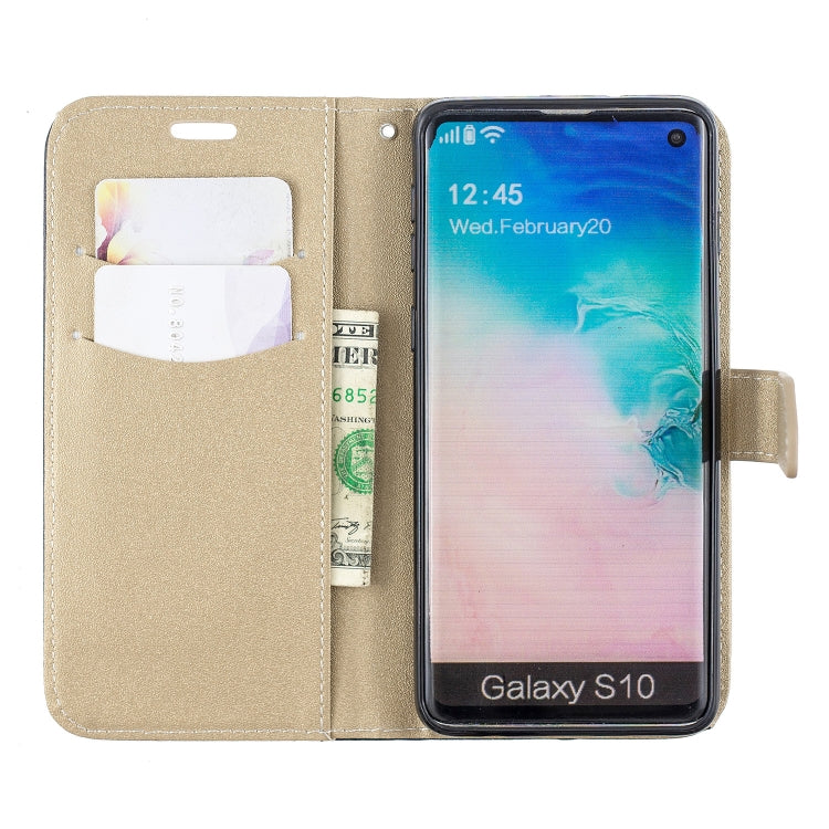 For Galaxy  S10E Matching Color Frosted Texture Horizontal Flip PU Leather Case with Holder & Card Slots & Lanyard