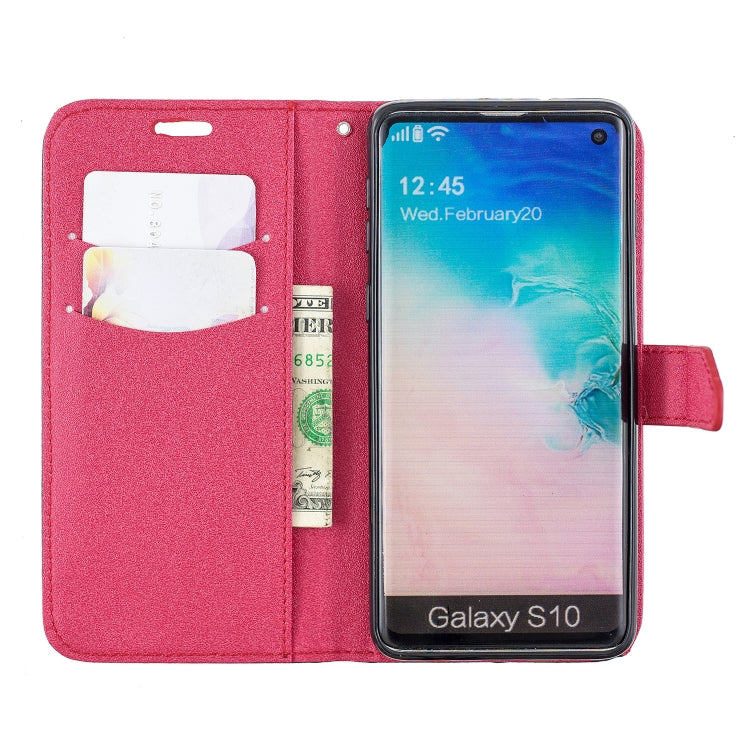 For Galaxy  S10E Matching Color Frosted Texture Horizontal Flip PU Leather Case with Holder & Card Slots & Lanyard