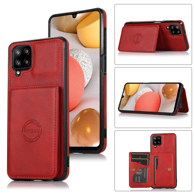For Samsung Galaxy A12 5G Calf Texture Magnetic Card Bag PU Phone Case
