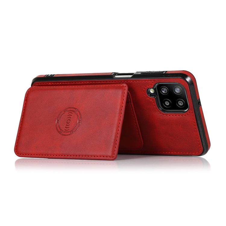 For Samsung Galaxy A12 5G Calf Texture Magnetic Card Bag PU Phone Case
