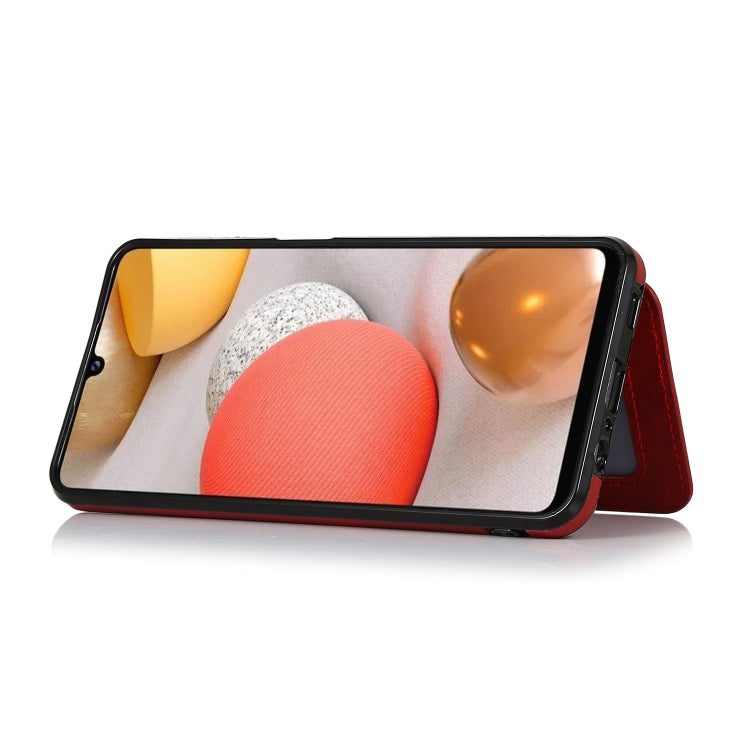 For Samsung Galaxy A12 5G Calf Texture Magnetic Card Bag PU Phone Case