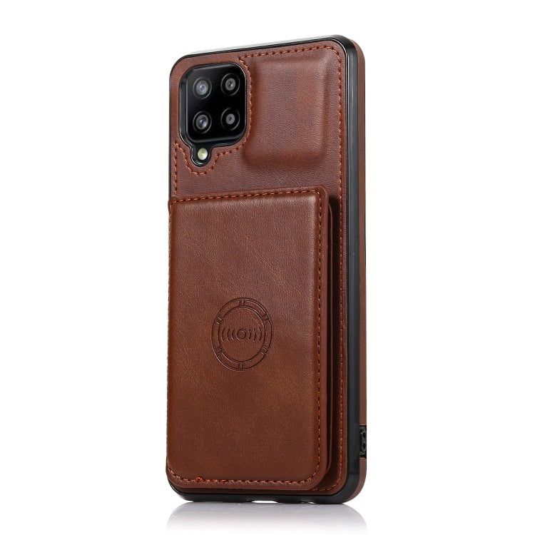 For Samsung Galaxy A12 5G Calf Texture Magnetic Card Bag PU Phone Case