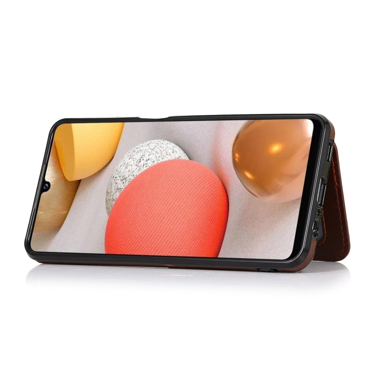For Samsung Galaxy A12 5G Calf Texture Magnetic Card Bag PU Phone Case