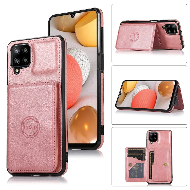 For Samsung Galaxy A12 5G Calf Texture Magnetic Card Bag PU Phone Case